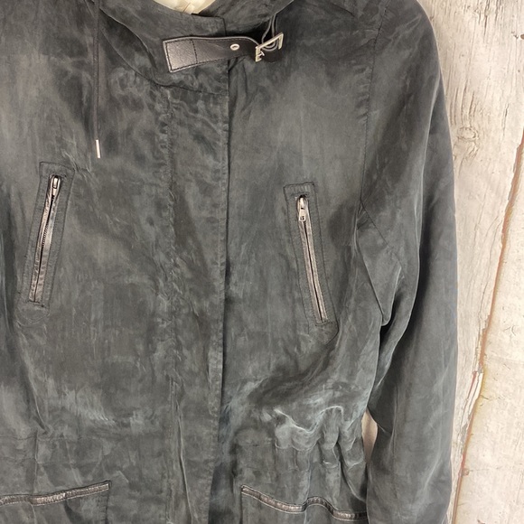 Maje Lambskin Leather Trim Anorak Jacket Size Medium - Picture 8 of 12